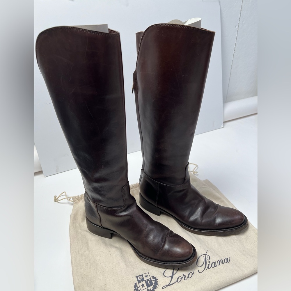 Loro Piana Wellington Classic Riding boots Chocolate Brown 37